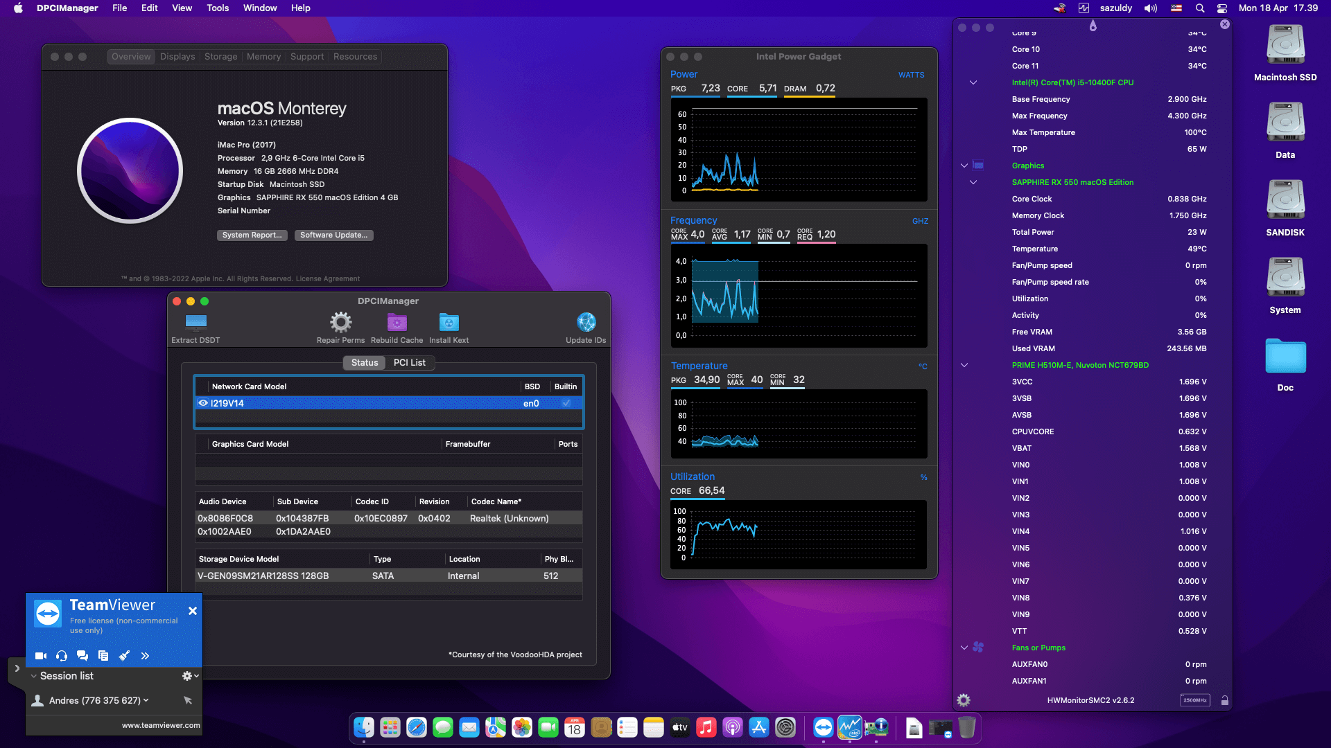 Success Hackintosh macOS Monterey 12.3.1 Build 21E258 in Asus Prime H510M-E + Intel Core i5 10400F + Sapphire RX 550